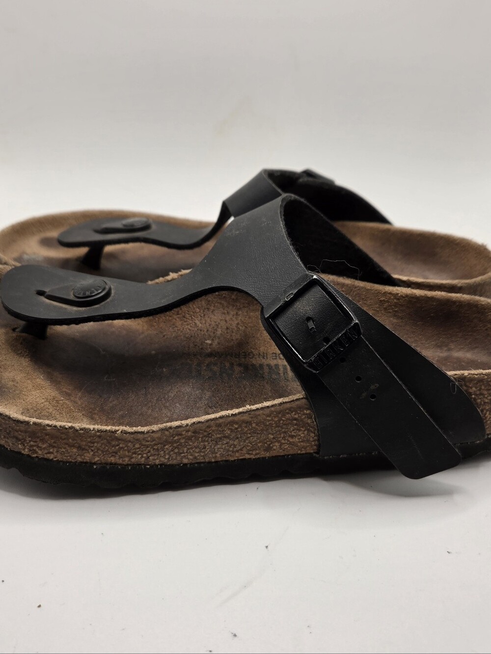 Birkenstock Gizeh Black Leather Thong Sandals EU 37 US 7 Made in Germany